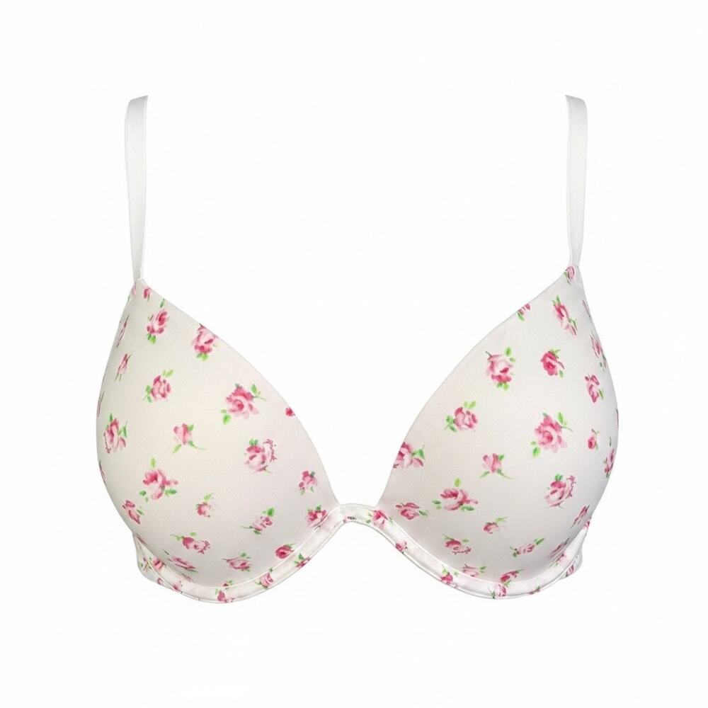 Victoria Secret PINK Everywhere Extreme Push Up Bra 36D NEW white Pink Floral
